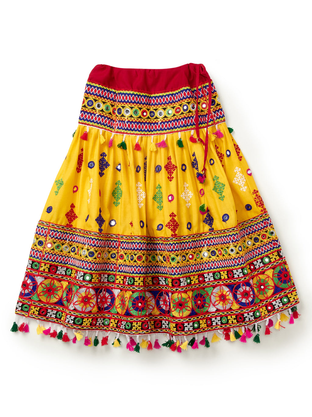 Banjara India Kutchi Emboidered Yellow Girls Lehenga Choli with Dupatta (CC-BTTA) - Yellow