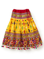 Banjara India Kutchi Emboidered Yellow Girls Lehenga Choli with Dupatta (CC-BTTA) - Yellow
