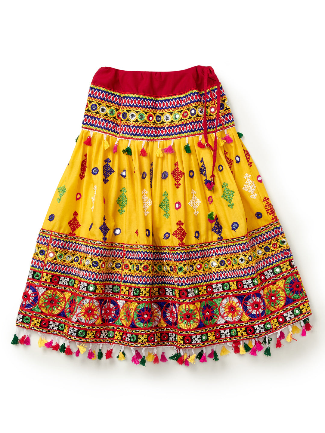 Banjara India Kutchi Emboidered Yellow Girls Lehenga Choli with Dupatta (CC-BTTA) - Yellow