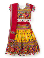 Banjara India Kutchi Emboidered Yellow Girls Lehenga Choli with Dupatta (CC-BTTA) - Yellow