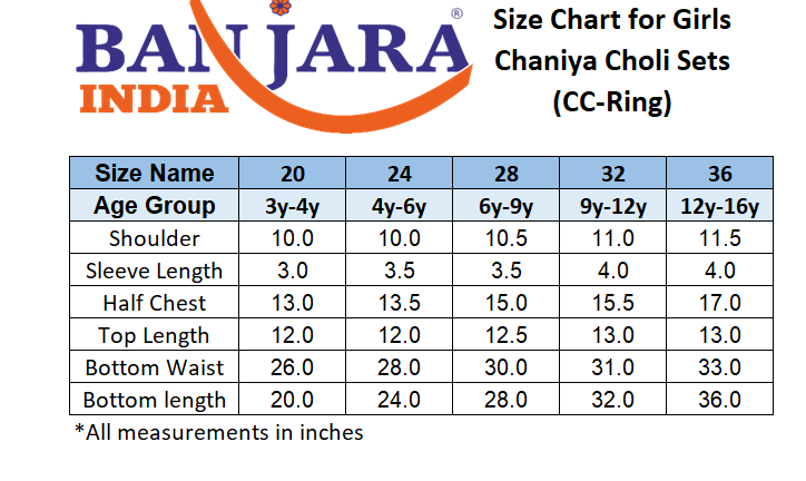 Banjara India Kutchi Emboidered Orange Girls Chaniya Choli with Dupatta (CC-RSGL) - ORANGE