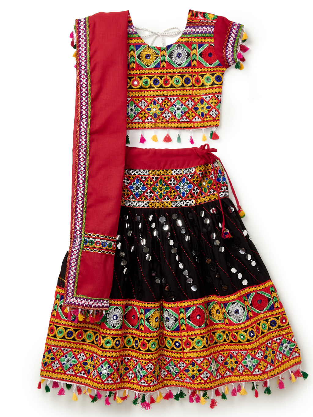 Banjara India Kutchi Emboidered Black Girls Chaniya Choli with Dupatta (CC-RSGL) - Black