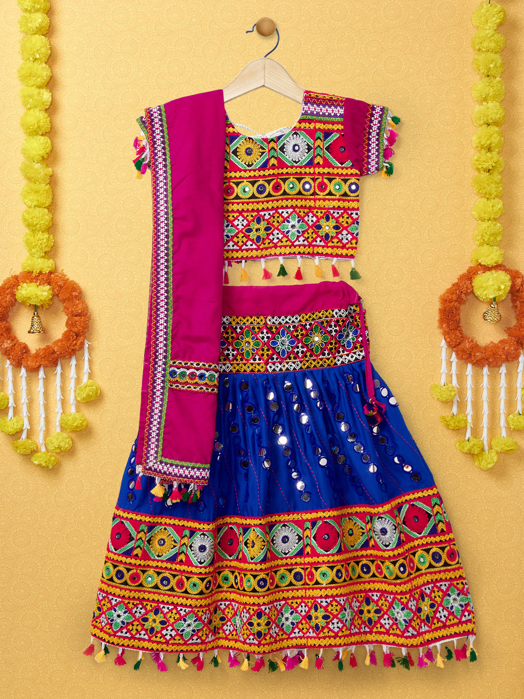 Banjara India Kutchi Emboidered Blue Girls Chaniya Choli with Dupatta (CC-RSGL) - Blue