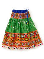 Banjara India Kutchi Emboidered Green Girls Chaniya Choli with Dupatta (CC-RSGL) - Green