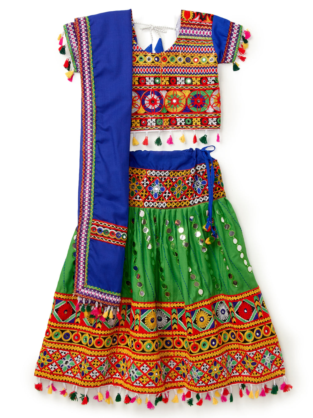 Banjara India Kutchi Emboidered Green Girls Chaniya Choli with Dupatta (CC-RSGL) - Green