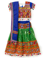 Banjara India Kutchi Emboidered Green Girls Chaniya Choli with Dupatta (CC-RSGL) - Green