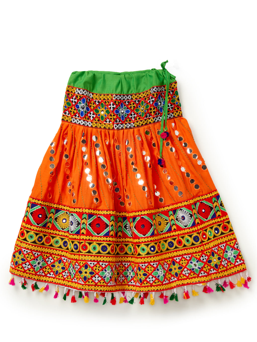 Banjara India Kutchi Emboidered Orange Girls Chaniya Choli with Dupatta (CC-RSGL) - ORANGE
