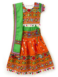 Banjara India Kutchi Emboidered Orange Girls Chaniya Choli with Dupatta (CC-RSGL) - ORANGE