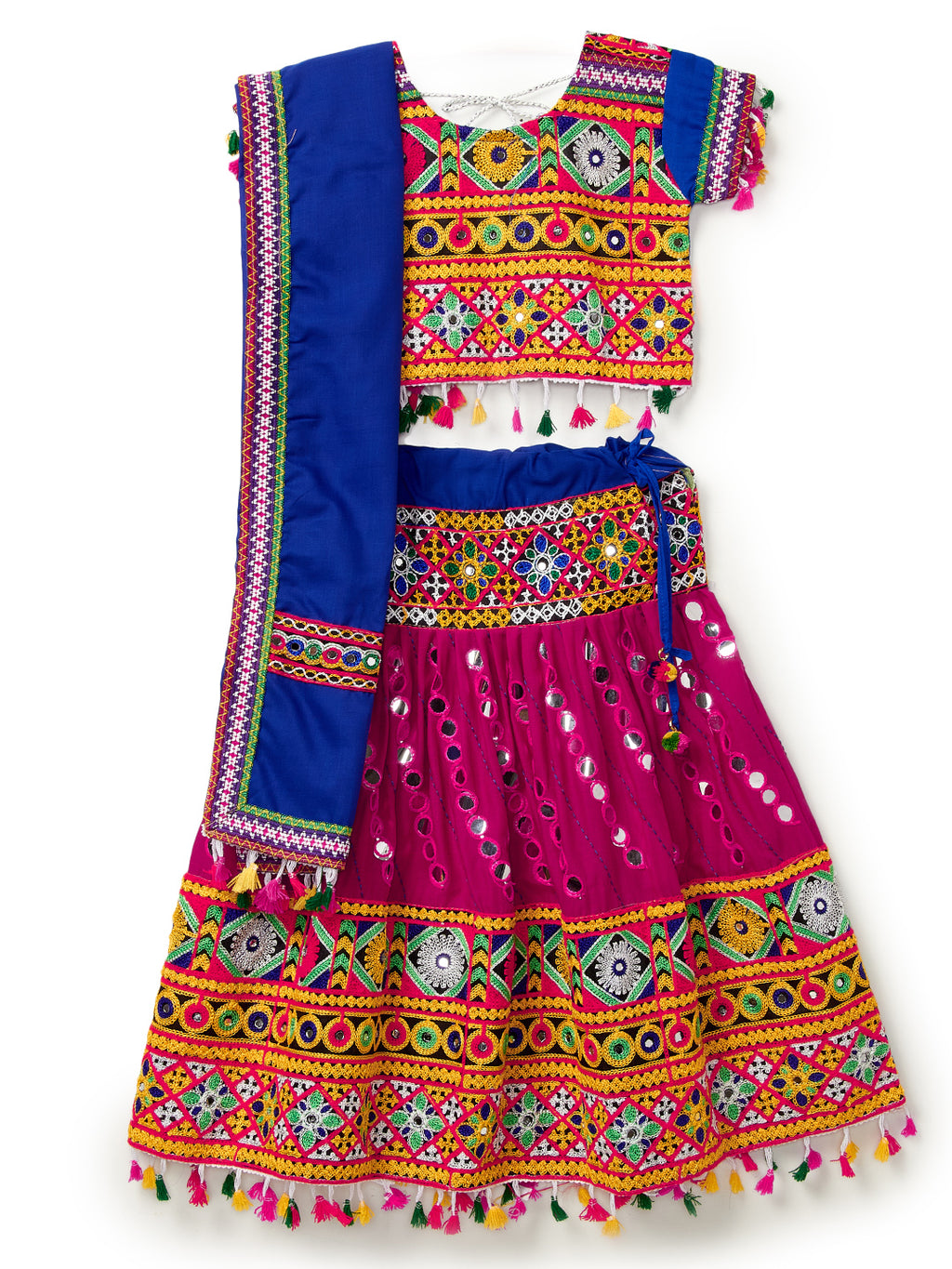 Banjara India Kutchi Emboidered Pink Girls Chaniya Choli with Dupatta (CC-RSGL) - Pink