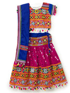 Banjara India Kutchi Emboidered Pink Girls Chaniya Choli with Dupatta (CC-RSGL) - Pink