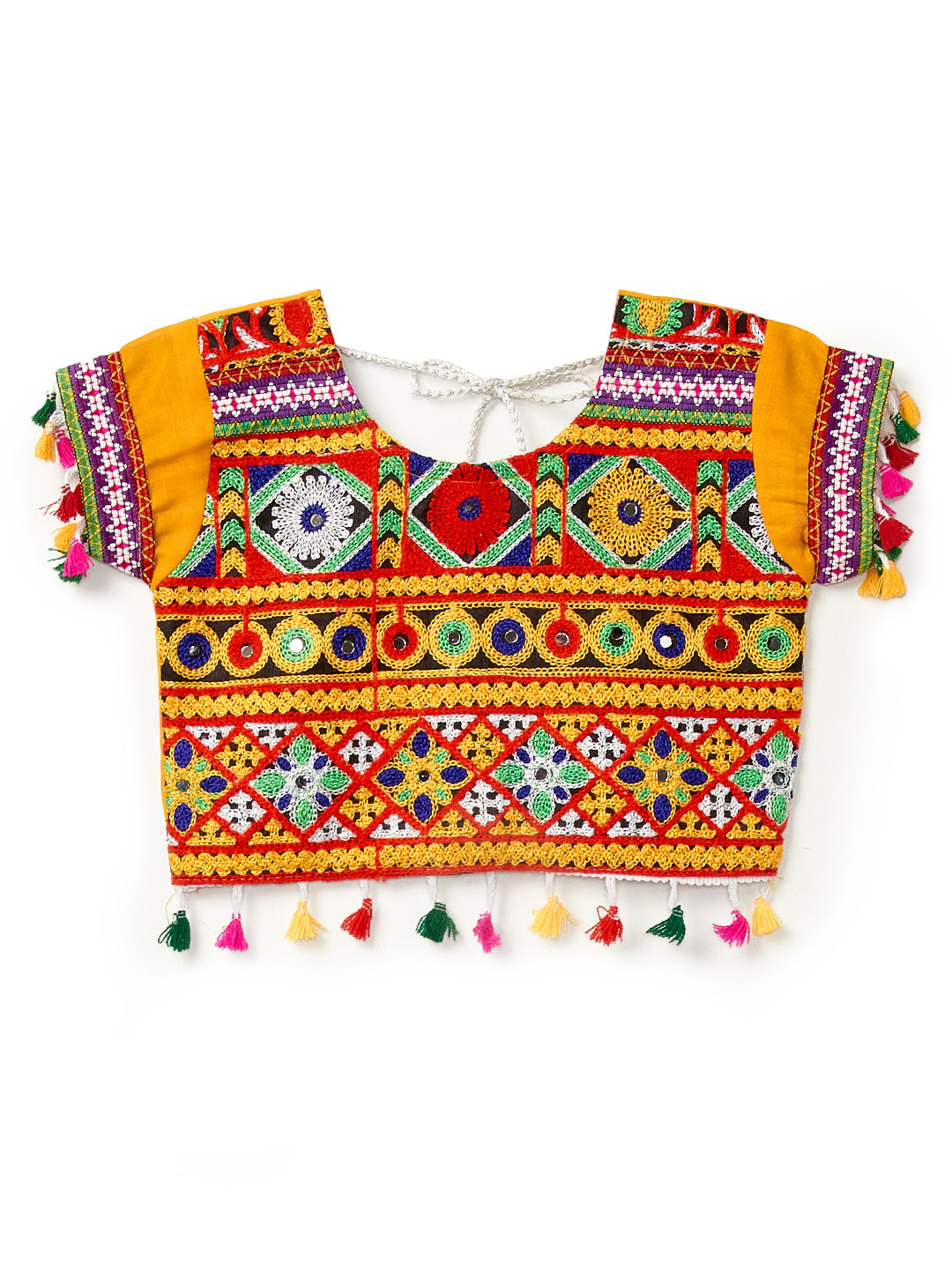 Banjara India Kutchi Emboidered Red Girls Chaniya Choli with Dupatta (CC-RSGL) - Red