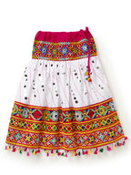 Banjara India Kutchi Emboidered White Girls Chaniya Choli with Dupatta (CC-RSGL) - WHITE