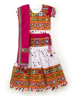 Banjara India Kutchi Emboidered White Girls Chaniya Choli with Dupatta (CC-RSGL) - WHITE