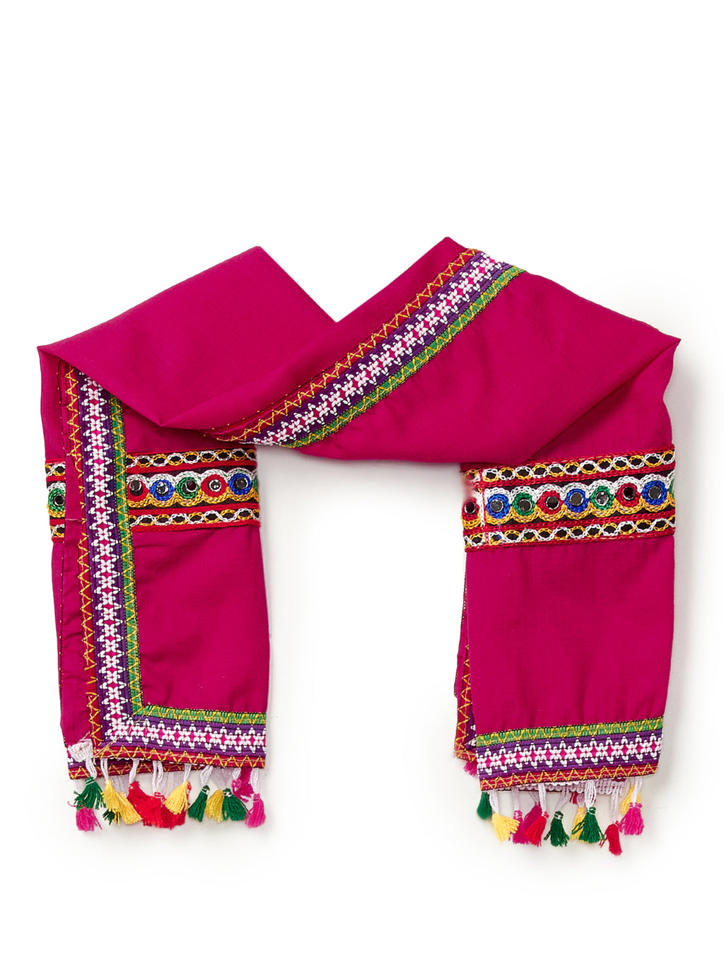 Banjara India Kutchi Emboidered White Girls Chaniya Choli with Dupatta (CC-RSGL) - WHITE