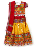 Banjara India Kutchi Emboidered Yellow Girls Chaniya Choli with Dupatta (CC-RSGL) - YELLOW