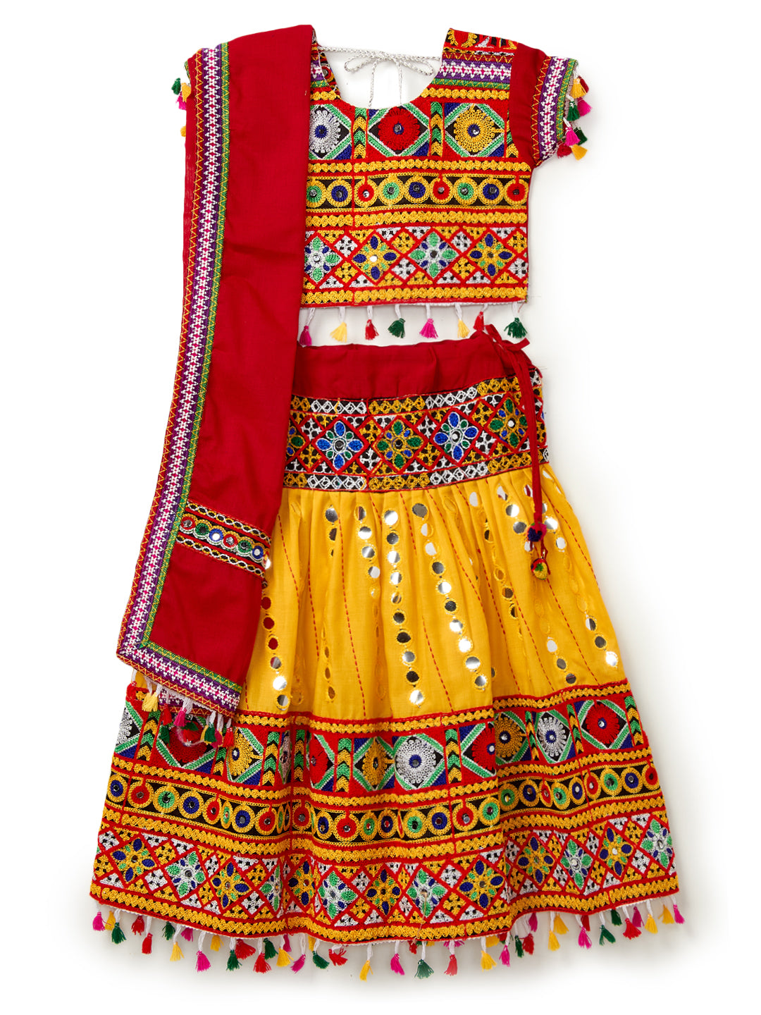 Banjara India Kutchi Emboidered Yellow Girls Chaniya Choli with Dupatta (CC-RSGL) - YELLOW