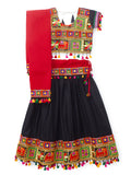 Banjara India Kutchi Emboidered Black Girls Chaniya Choli with Dupatta (CC1-WILD) - Black