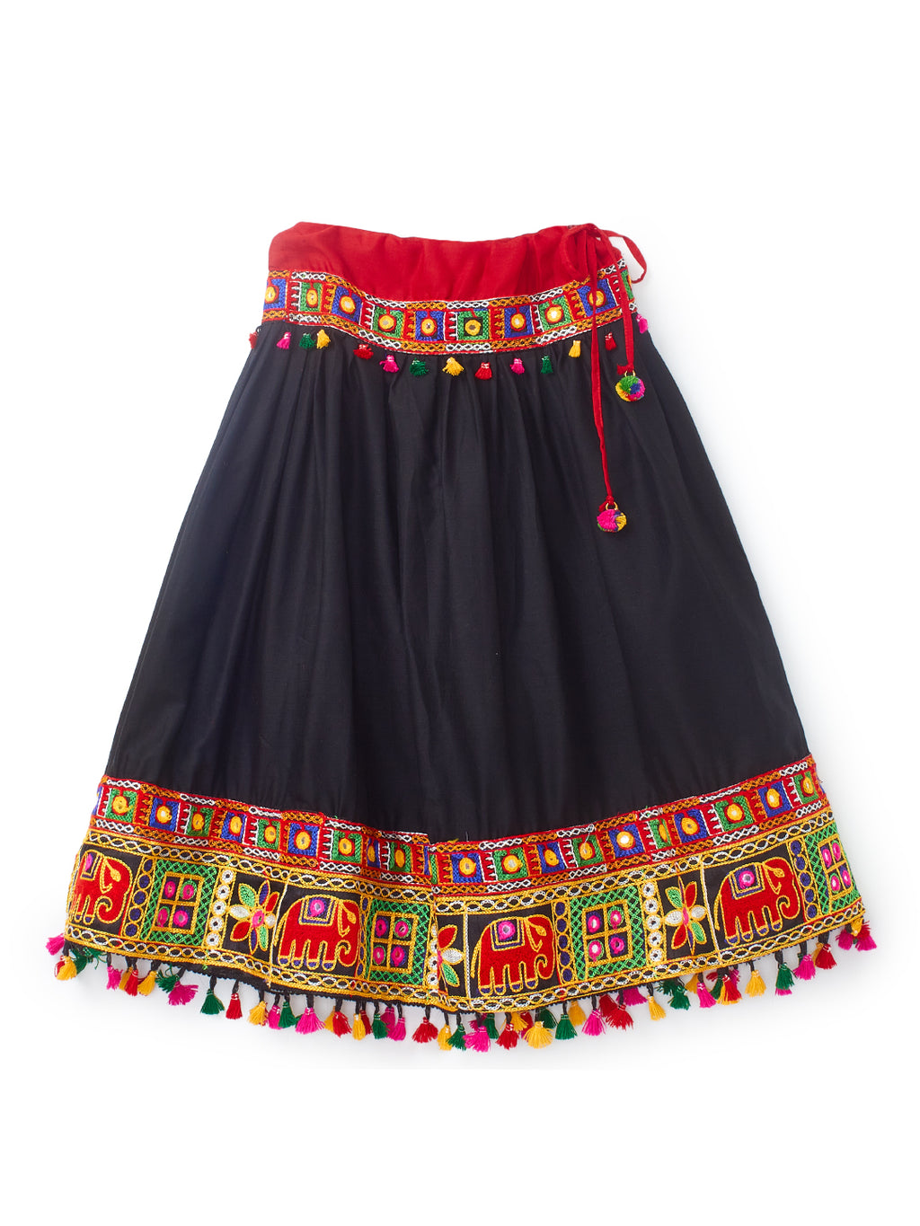 Banjara India Kutchi Emboidered Black Girls Chaniya Choli with Dupatta (CC1-WILD) - Black