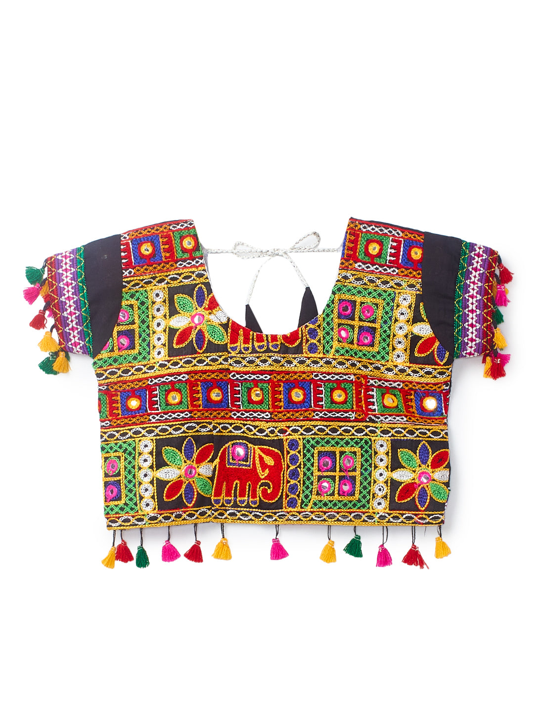 Banjara India Kutchi Emboidered Black Girls Chaniya Choli with Dupatta (CC1-WILD) - Black