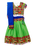 Banjara India Kutchi Emboidered Black Girls Chaniya Choli with Dupatta (CC1-WILD) - Green