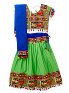 Banjara India Kutchi Emboidered Black Girls Chaniya Choli with Dupatta (CC1-WILD) - Green
