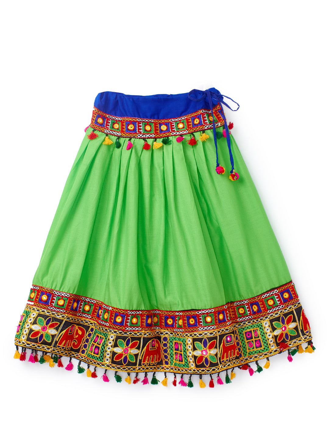 Banjara India Kutchi Emboidered Black Girls Chaniya Choli with Dupatta (CC1-WILD) - Green