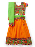Banjara India Kutchi Embroidered Black Girls Chaniya Choli with Dupatta (CC1-WILD) - Orange