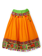 Banjara India Kutchi Embroidered Black Girls Chaniya Choli with Dupatta (CC1-WILD) - Orange