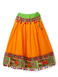 Banjara India Kutchi Embroidered Black Girls Chaniya Choli with Dupatta (CC1-WILD) - Orange