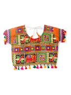 Banjara India Kutchi Embroidered Black Girls Chaniya Choli with Dupatta (CC1-WILD) - Orange