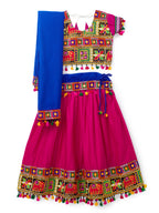 Banjara India Kutchi Embroidered Black Girls Chaniya Choli with Dupatta (CC1-WILD) - Pink