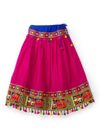 Banjara India Kutchi Embroidered Black Girls Chaniya Choli with Dupatta (CC1-WILD) - Pink