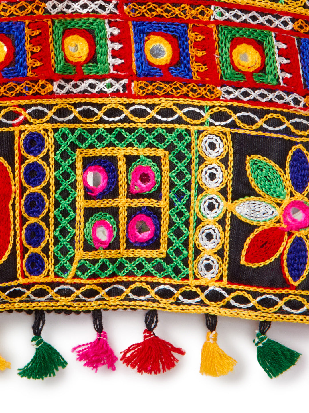 Banjara India Kutchi Embroidered Black Girls Chaniya Choli with Dupatta (CC1-WILD) - Pink