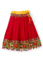 Banjara India Kutchi Embroidered Black Girls Chaniya Choli with Dupatta (CC1-WILD) - Red