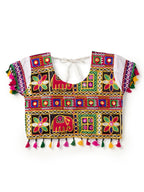 Banjara India Kutchi Emboidered Black Girls Chaniya Choli with Dupatta (CC1-WILD) - White
