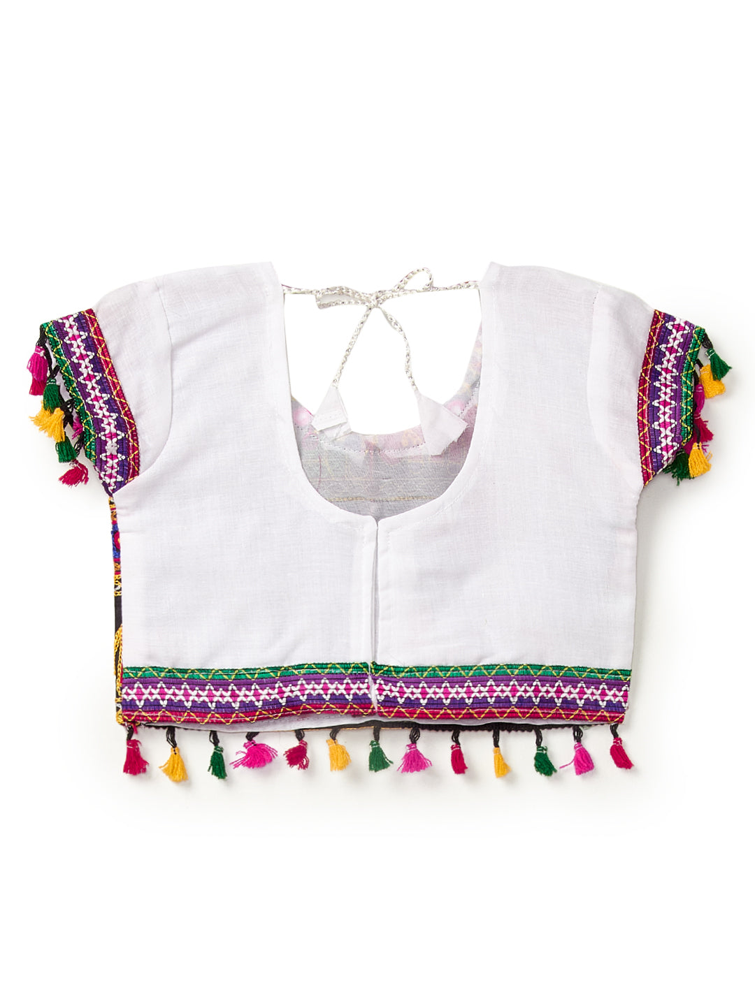 Banjara India Kutchi Emboidered Black Girls Chaniya Choli with Dupatta (CC1-WILD) - White