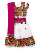 Banjara India Kutchi Emboidered Black Girls Chaniya Choli with Dupatta (CC1-WILD) - White