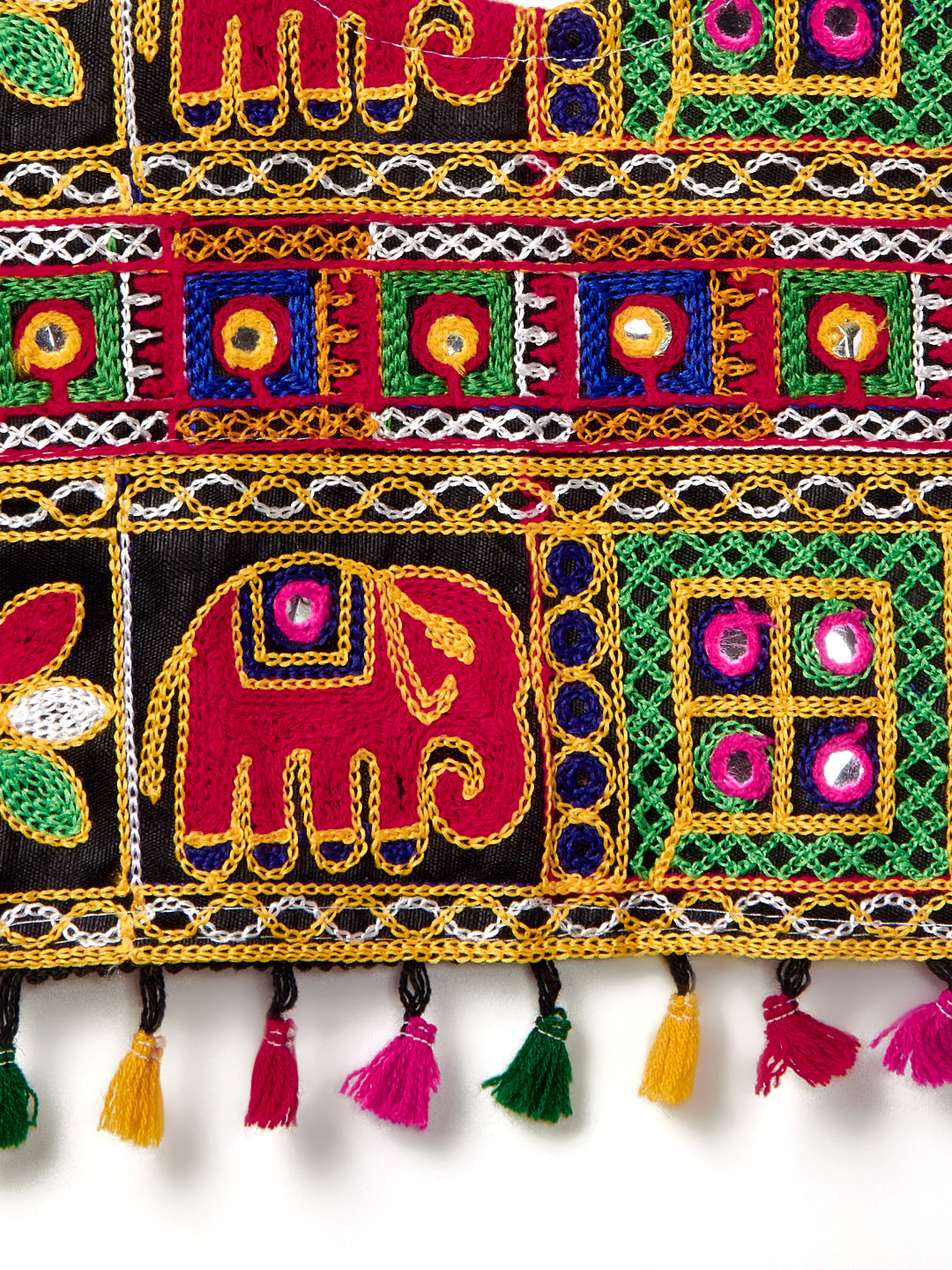 Banjara India Kutchi Emboidered Black Girls Chaniya Choli with Dupatta (CC1-WILD) - White