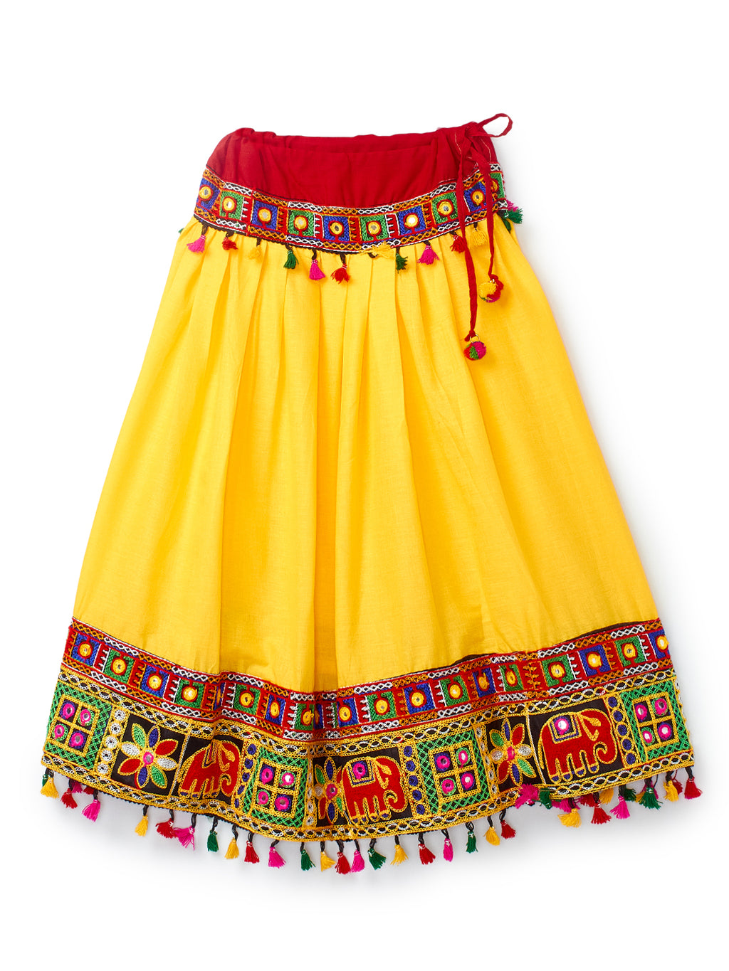 Banjara India Kutchi Embroidered Black Girls Chaniya Choli with Dupatta (CC1-WILD) - Yellow