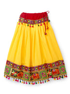Banjara India Kutchi Embroidered Black Girls Chaniya Choli with Dupatta (CC1-WILD) - Yellow