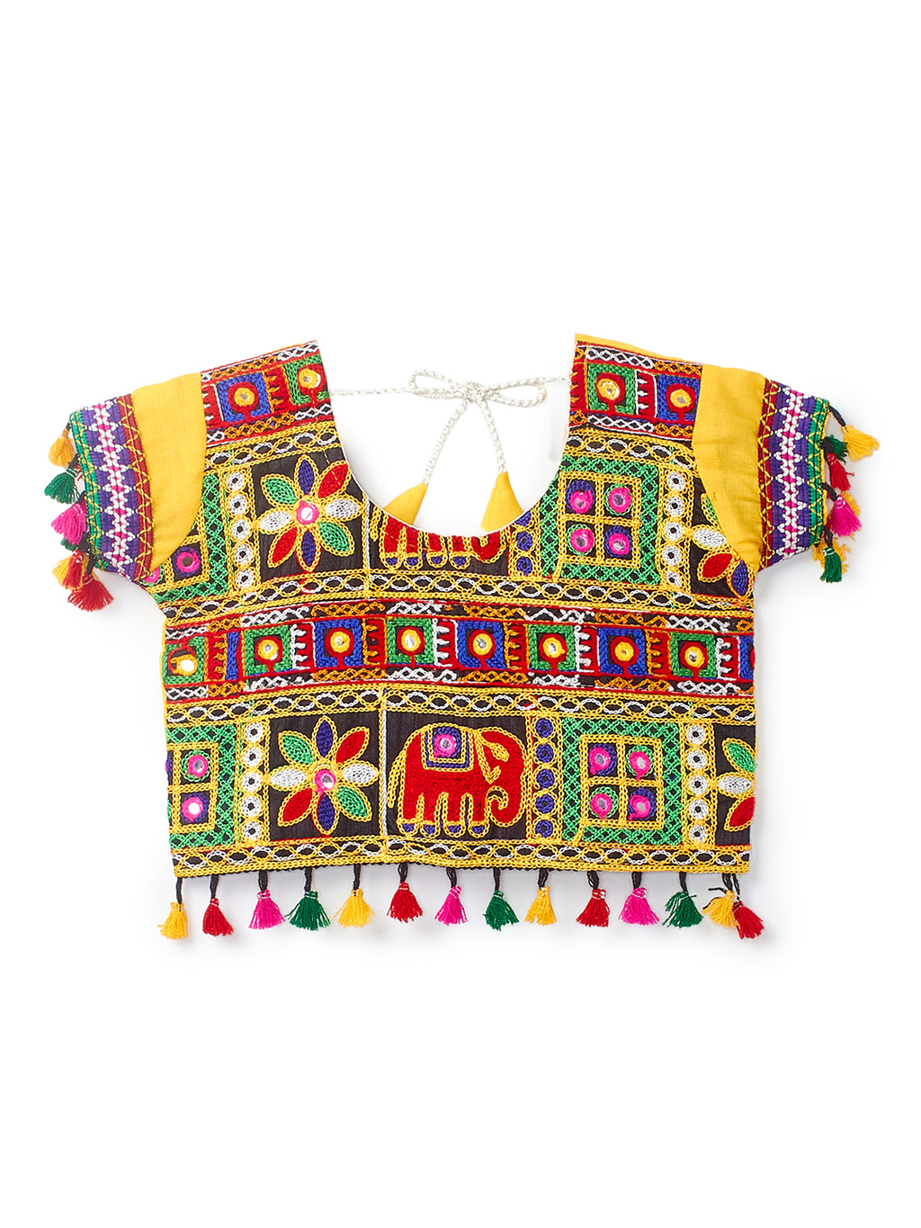 Banjara India Kutchi Embroidered Black Girls Chaniya Choli with Dupatta (CC1-WILD) - Yellow