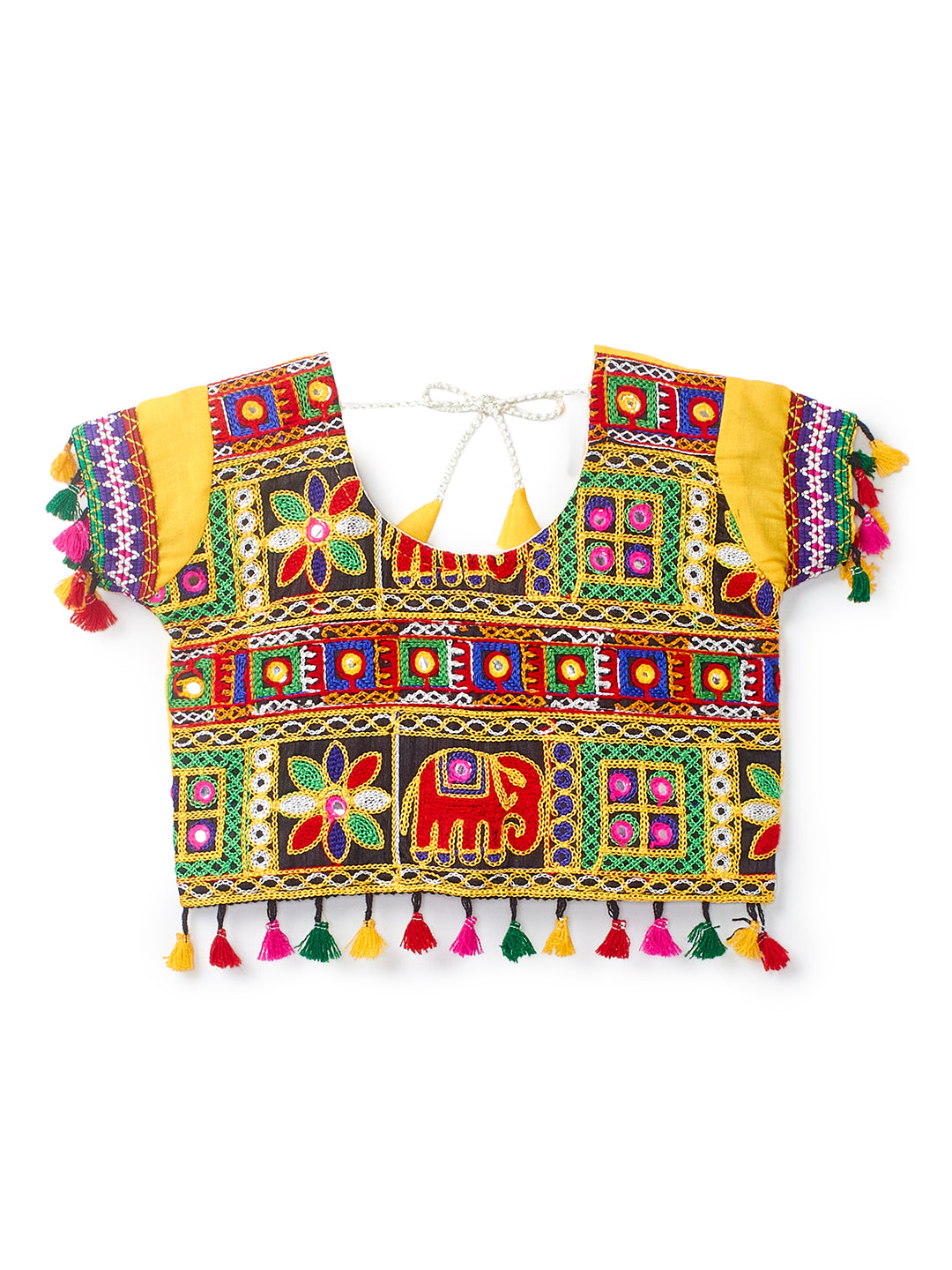 Banjara India Kutchi Embroidered Black Girls Chaniya Choli with Dupatta (CC1-WILD) - Yellow