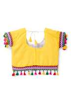 Banjara India Kutchi Embroidered Black Girls Chaniya Choli with Dupatta (CC1-WILD) - Yellow