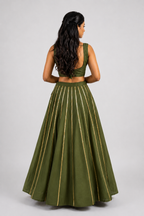 Banjara India Black Roman Silk Kali Skirt/Chaniya – Skirt-GoldenKali-Mehandi