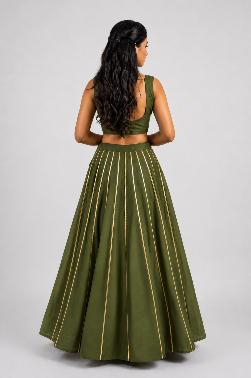 Banjara India Black Roman Silk Kali Skirt/Chaniya – Skirt-GoldenKali-Mehandi