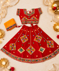 Banjara India Kutchi Embroidered Girls Chaniya Choli with Dupatta (CC-ButtaWork) - Red