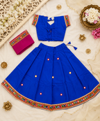 Banjara India Kutchi Embroidered Girls Chaniya Choli with Dupatta (CC-ButtaWork) -Blue