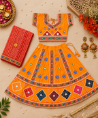 Banjara India Kutchi Embroidered Girls Chaniya Choli with Dupatta (CC-CHN) - Yellow