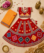 Banjara India Kutchi Embroidered Girls Chaniya Choli with Dupatta (CC-CHN) - Red