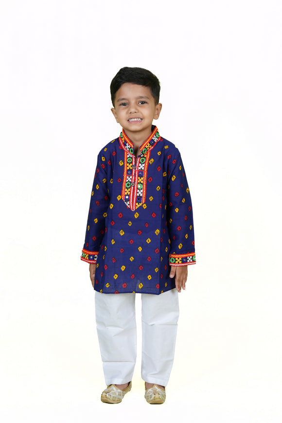 Banjara India Leheriya printed Kurta Set- KP-BDN-Blue